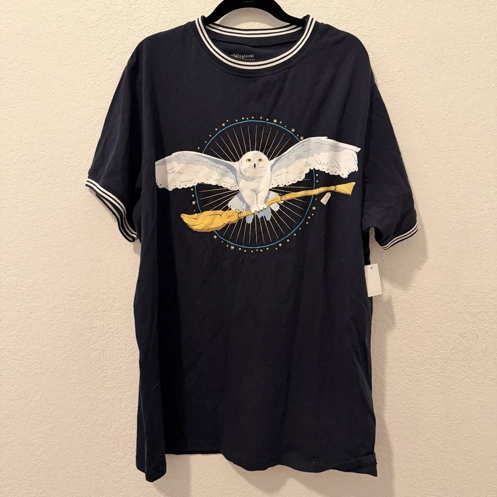 Universal Studios Harry Potter Hedwig Snowy Owl Ringer Shirt Unisex XL